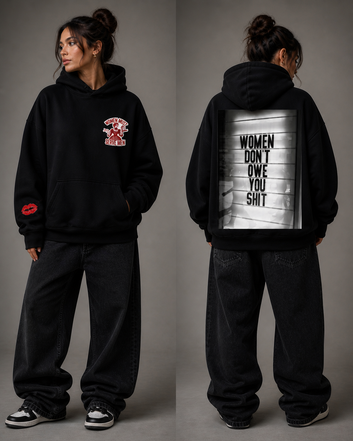 Women Must Serve Men Oversized Hoodie