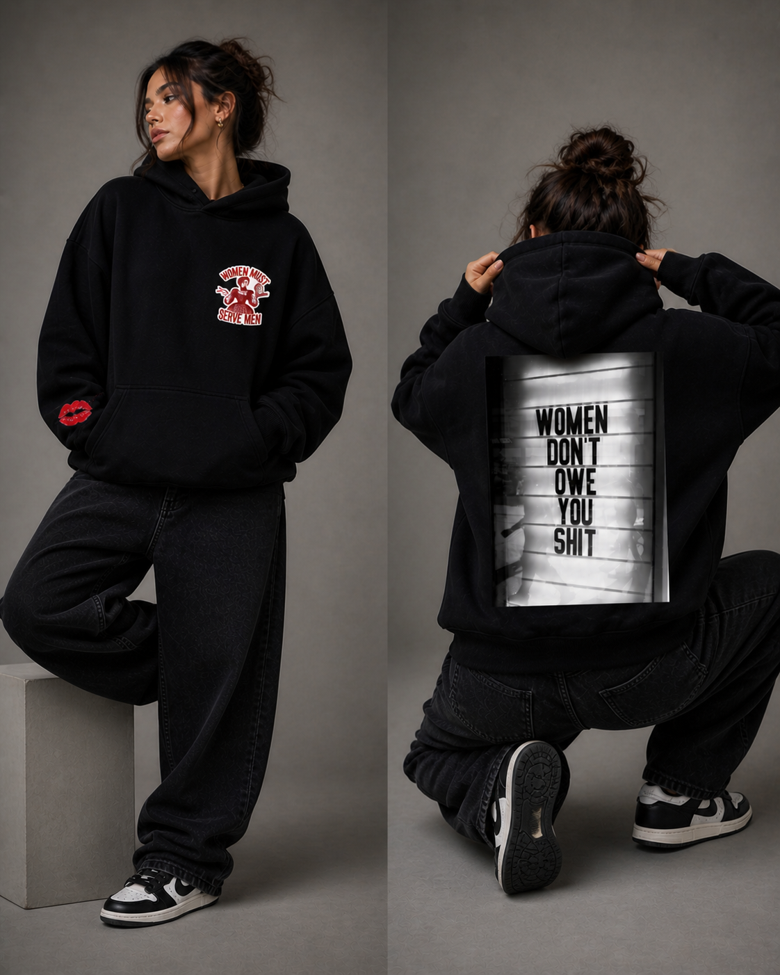 Women Must Serve Men Oversized Hoodie