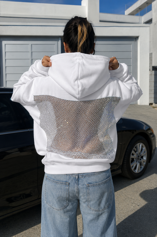 Oversized Backless Cut Out Mesh Hoodie