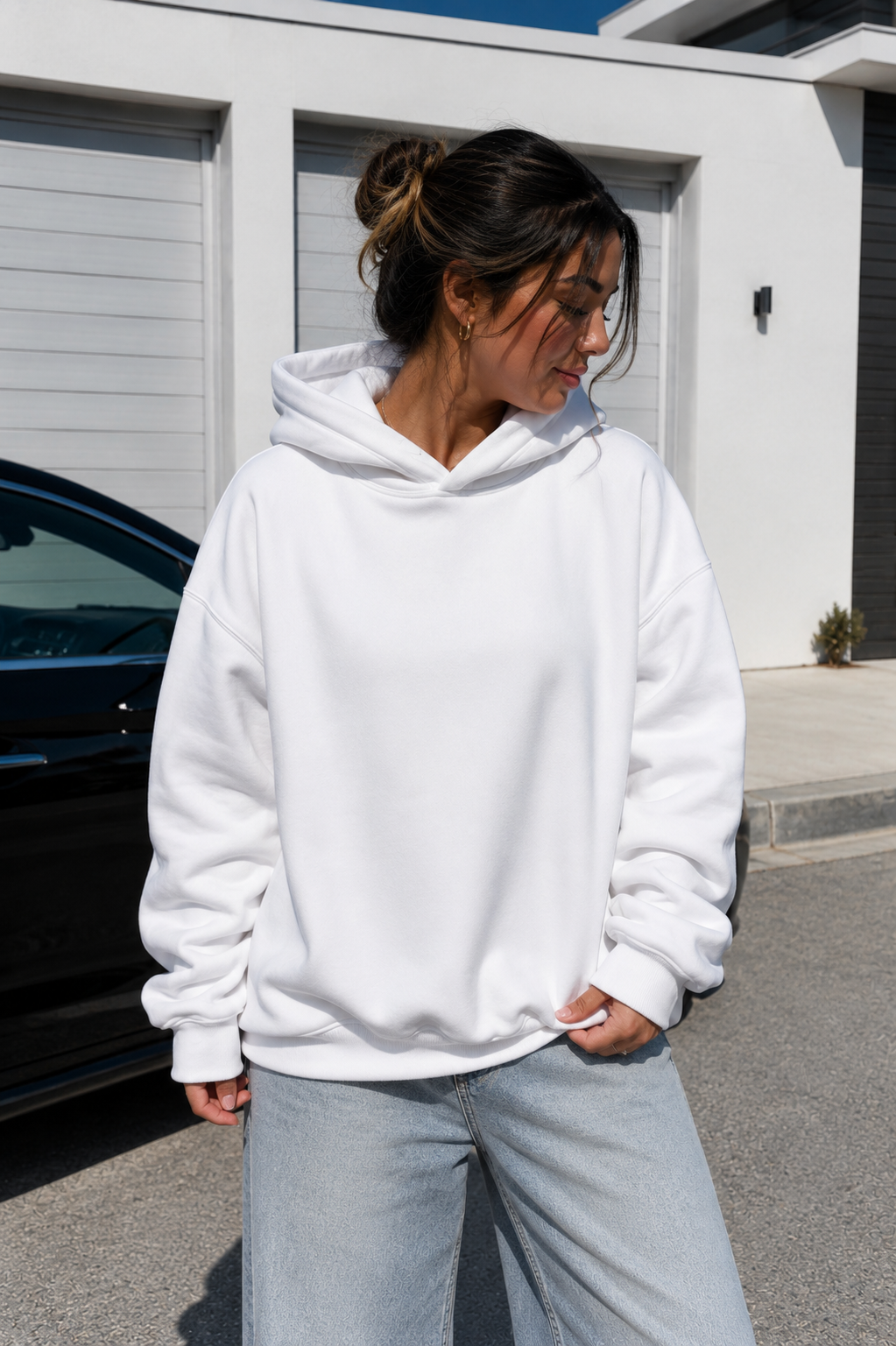 Oversized Backless Cut Out Mesh Hoodie