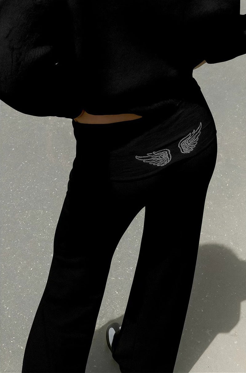 Angel Wings Sequin Casual Hoodie & Trousers