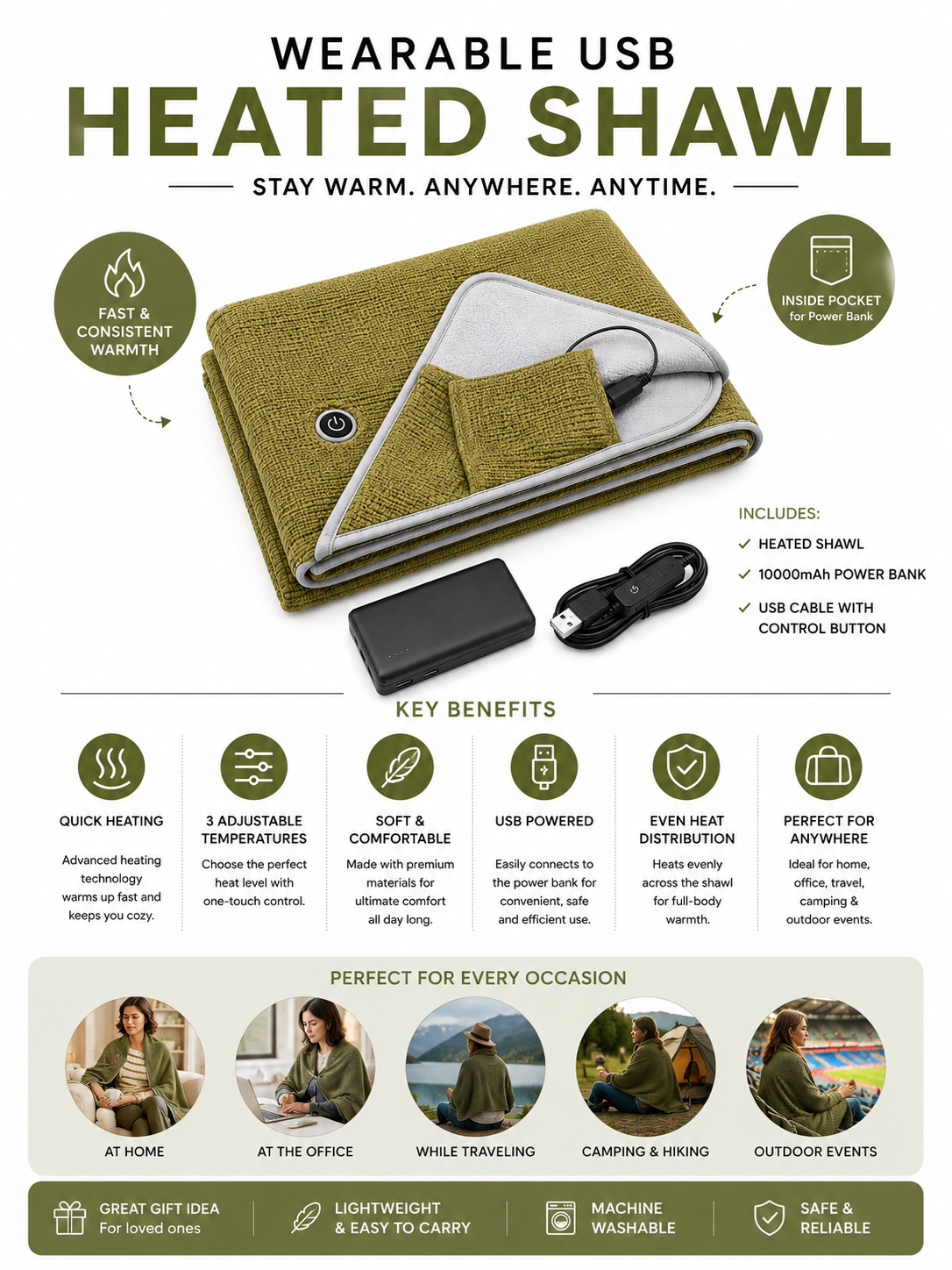 CozyVolt™ Heated Shawl