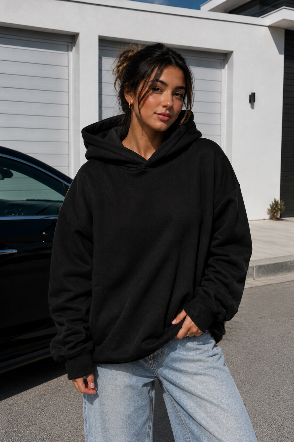 Oversized Backless Cut Out Mesh Hoodie