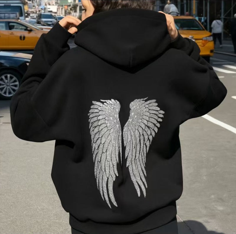 Angel Wings Sequin Casual Hoodie & Trousers